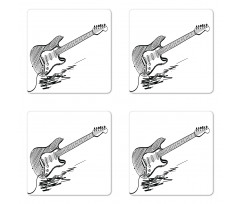 Rock Music Sketch Art Coaster Set Of Four