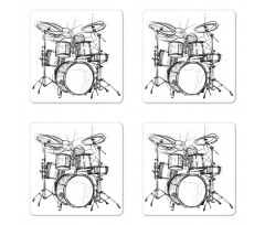 Drummer Doodle Art Coaster Set Of Four