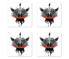 Gothic Guitar Wings Coaster Set Of Four