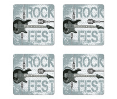 Guitar on Brick Wall Coaster Set Of Four