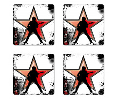 Guitar Player Star Coaster Set Of Four