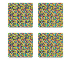 Colorful Monster Crowd Coaster Set Of Four