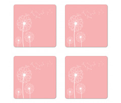 Sketch Style Flowers Coaster Set Of Four