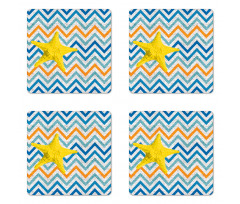 Angled Stripes Starfish Coaster Set Of Four