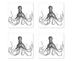 Aquatic Animal Sketch Coaster Set Of Four