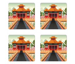 Chinese Building Asia Coaster Set Of Four