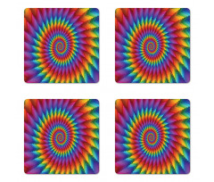Vibrant Rainbow Spiral Coaster Set Of Four