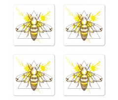 Color Splashed Bee Coaster Set Of Four