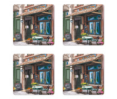 Street Paris Cafe Eating Coaster Set Of Four