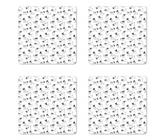 Sketch Style Terriers Coaster Set Of Four