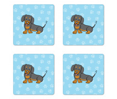 Happy Puppy Cartoon Coaster Set Of Four