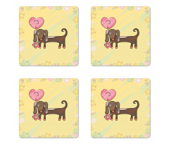 Colorful Dog Design Coaster Set Of Four