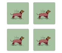 Animal in Clothes Coaster Set Of Four