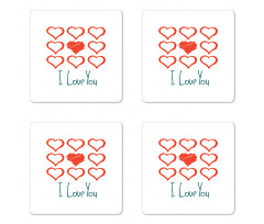 Scribble Red Hearts Coaster Set Of Four