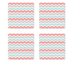 Cute Artful Pastel Zigzags Coaster Set Of Four