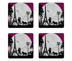 Couple with Full Moon Coaster Set Of Four