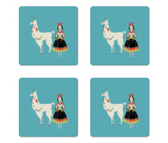 Peruvian Knitting Woman Coaster Set Of Four