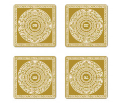 Frieze Meander Lines Coaster Set Of Four