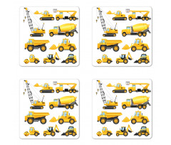 Construction Vehicles Coaster Set Of Four