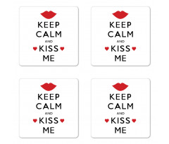 Kiss Me Red Hearts Coaster Set Of Four