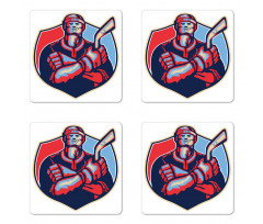 Player Holding Stick Coaster Set Of Four