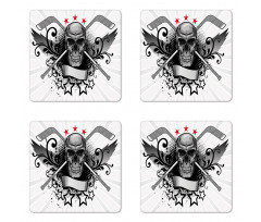 Skull with Sticks Stars Coaster Set Of Four