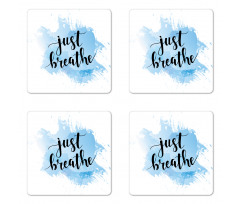 Phrase on Blue Coaster Set Of Four