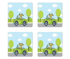 Puppy on the Road Coaster Set Of Four