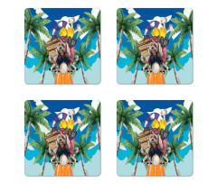 Puppy Tropic Island Coaster Set Of Four