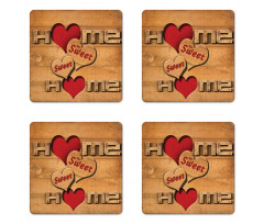 Hearts Words Coaster Set Of Four