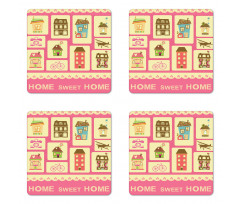 Retro Style Set Coaster Set Of Four