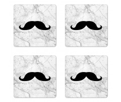 Mustache Motif Retro Coaster Set Of Four