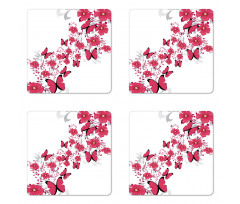 Flower Butterfly Coaster Set Of Four