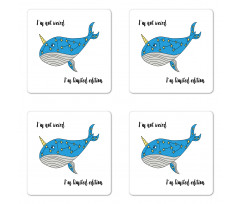 Hand Drawn Blue Whale Coaster Set Of Four