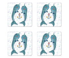 Animal Couple in Love Coaster Set Of Four