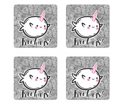 Abstract Whale Motif Coaster Set Of Four