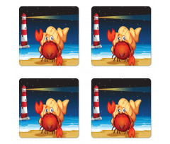 Marine Life Lighthouse Coaster Set Of Four