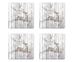 Xmas Animal Rustic Coaster Set Of Four