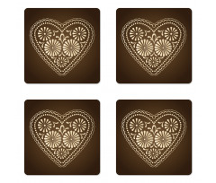 Romantic Heart Pattern Coaster Set Of Four