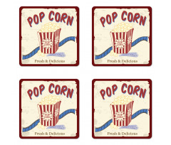 Pop Corn Tickets Coaster Set Of Four