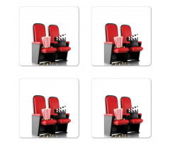 3D Theater Seats Coaster Set Of Four