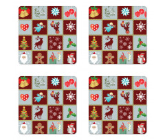 Xmas Tree Reindeers Coaster Set Of Four