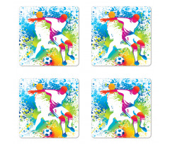 Football Players Colorful Coaster Set Of Four