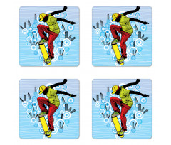 Teenager on Skateboard Coaster Set Of Four