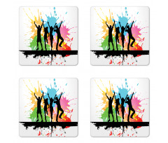 Dance Party People Colors Coaster Set Of Four