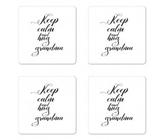 Hugging Grandma Calligraphy Coaster Set Of Four