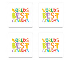 Cartoon Style Lettering Coaster Set Of Four