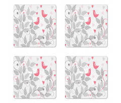 Retro Love Birds Coaster Set Of Four