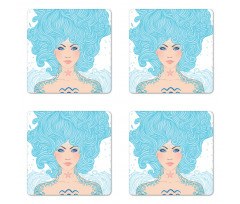 Blue Woman Coaster Set Of Four