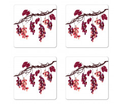 Vine Colorful Grapes Coaster Set Of Four